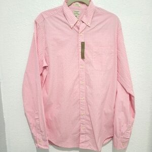J Crew Secret Wash Organic Cotton Plaid Shirt Size M Tall NWT BG414 Pink